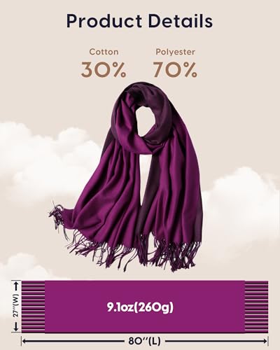 maamgic Women's Winter Scarf Soft Warm Scarf for Women Cozy Shawl Wraps for Women Lightweight Pashmina Style Wrap - color: Purple and Dark Purple