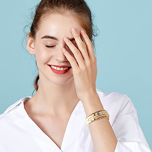GOOJIDS Surfer Heishi Clay Bead Bracelets for Women Bohemian Stackable Gold Plated Beaded Stretch Bracelets Elastic Layering Friendship Bracelets Set Boho Jewelry - color: B-Beige Surfer Color & Gold Bead