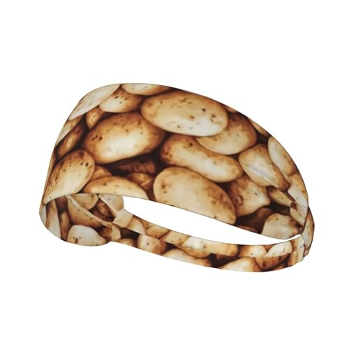 Black and Gold Swirl Liquid Ink Marble Workout Headbands Fashion Sports Sweatbands Yoga Hairbands for Fitness Athletic Non Slip Wicking Headscarf for Men Womens Girls Summer Accessories Elastic Bands - color: Potato