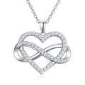 Infinity Heart Necklace for Women S925 Sterling Silver Love Heart Infinity Pendant with Cubic Zirconia Jewelry Gift for Wife Her