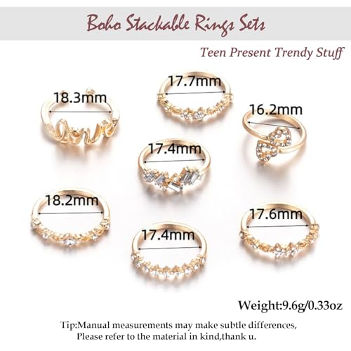 Boho Stackable Rings for Women Trendy Knuckle Joint Finger Knuckle Nail Ring Sets Simple Star Moon Stack Preppy Statement Rings Cute Stuff - style: D-4