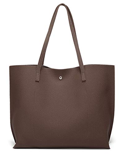 Dreubea Women's Soft Faux Leather Tote Shoulder Bag from, Big Capacity Tassel Handbag - color: Coffee