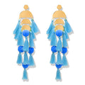 Long Tassel Earrings for Women Colorful Fringe Drop Dangle Earrings Bohemian Hawaiian Summer Beach Jewelry for Womens Vacation Outfits - color: Sky Blue