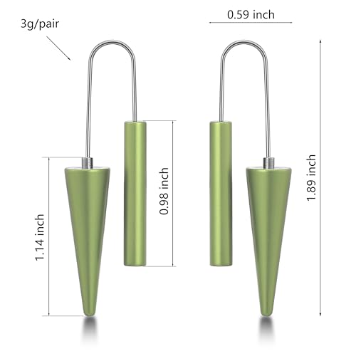 Trendy Dangle Earrings Set for Women, Colorful Aluminum Drop Earrings, 6 Pcs DIY Interchangeable Conical Beads, Lightweight Titanium Ear Hooks, Hypoallergenic and Not Easy To Fade - color: Light green Dark green Light blue