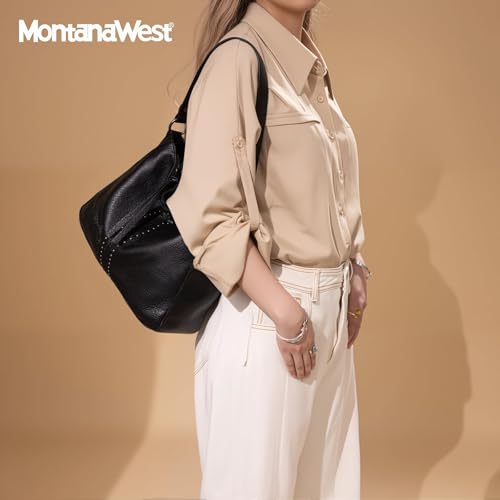 Montana West Hobo Bag for Women Crossbody Purse and Handbags Ladies Chic Shoulder Bags - color: Black