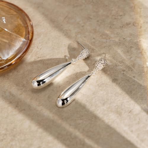 LLWOM Gold Silver CZ Teardrop Dangling, Pearl Drop Studs Dangle Earrings for Women Trendy, Hypoallergenic Jewelry Gift for Wedding/Party/Prom/Daily - color: Silver CZ Teardrop