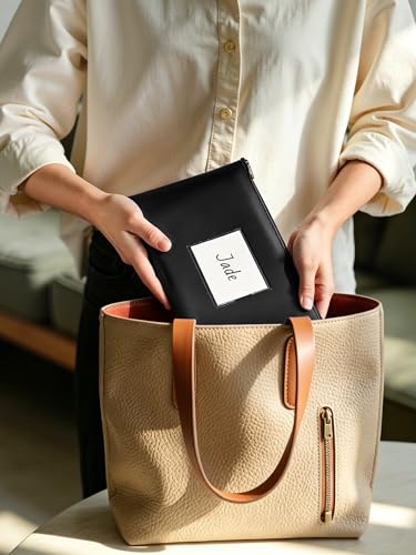 SMARTAKE 10-Pack Bank Deposit Money Bags with Zipper, Leather Bags Wallet Pouches with Label, Makeup Bags, for Cash, Coins, Cosmetics, Invoice, Bills, Tools, 11.5 x 6.2 Inches (Blue+Black) - color: Blue & Black