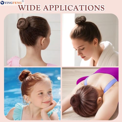 YINGFENG 134 Pcs Brown Hair Bun Maker Kit for Kids Small - 4 Hair Donuts for Buns, 20 Hair Nets for Buns, 100 U Shaped Bobby Pins, 10 Hair Bands, for Girls, Ballet Dance, Hair Accessories for Women - color: brown, size: Small