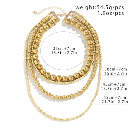 YBMYCM Layered Gold Chunky Necklaces Multi Strand Bead Necklace Wedding Bridesmaid Necklace Jewelry For Women - style: 4PCS Gold Chain