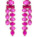 Boho Large Sparkly Rhinestones Teardrop Drop Dangle Earrings Long Tassel Full Crystals Chain Earrings for Women Wedding - style: Rose Red