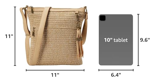 The Sak Lucia Crossbody Bag in Crochet, Convertible Purse with Adjustable Shoulder Strap - color: Bamboo Static