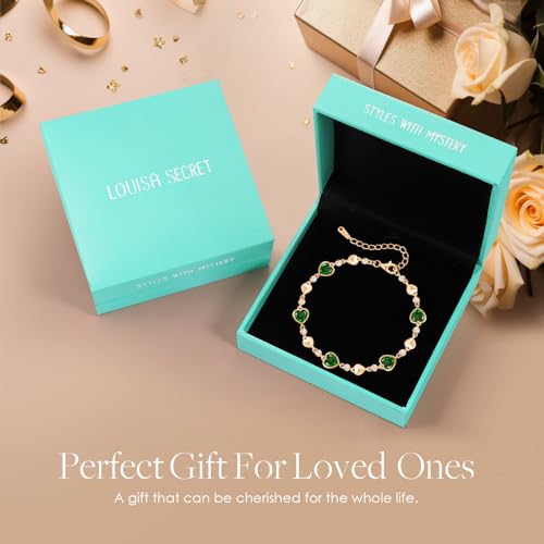 925 Sterling Silver Birthstone Heart Bracelet Jewelry Gift for Women | Rose Gold Plated Bracelets,Hypoallergenic,Adjustable Chain Personalized Anniversary Christmas Jewelry Gift for Mom Wife - color: Rose Gold-05-May