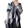 K-Elewon Large Square Scarf 51" Cotton and Linen Hand feel Scarf Fashion Scarves Hair Wrapping Scarfs Neck Scarves for Women - color: H2301
