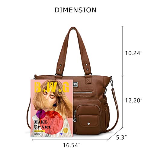 KL928 Large Purses for Women Shoulder Bag Tote Handbags Stylish Vegan Leather Hobo Bags Ladies, A-Black-4 | Large - color: A-brown-2