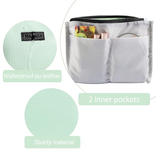 MAANGE Cosmetic Bags for Women Small Makeup Bag for Purse Pu Leather Makeup Pouch Travel Makeup Bag with Zipper Make Up Bag for Travelling - color: Green