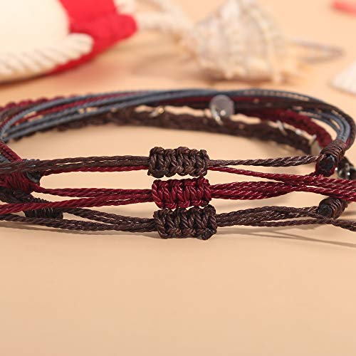 FANCY SHINY String Ankle Bracelets Waterproof Rope Anklets Braided Beach Boho Coin Anklets Cute Friendship Foot Jewelry for Women - style: Wine/Brown