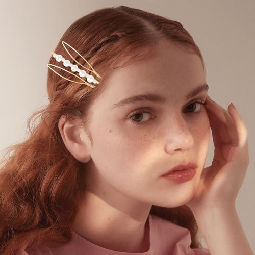 18 PCS Metal Gold Geometric Elegant Hair Barrette Set Hair Styling Fancy Pins Women Girls Preppy Pearls Hair Clips Bridal Minimalist Bobby Pins Dainty Hair Accessories - color: Gold-2