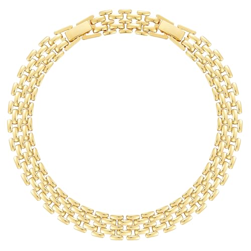 KissYan Gold Ankle Bracelets for Women, 14K Gold Anklets Chunky Cuban Link Chain Summer Beach Foot Jewelry Gifts for Women - color: Brick Link-Gold