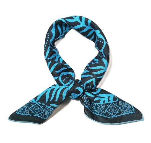 Shanlin Unisex Floral Cotton Square Scarf Bandanas 22x22 inch - color: Leafpattern-blueblack