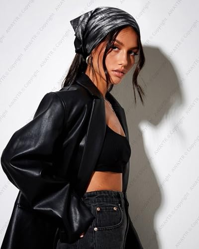 AWAYTR Y2K Hair Bandanas for Women Hair - 2Pcs Punk Head Wraps for Girls Hair Scarf Grunge Disco Head Cover - color: Wave (Black/Yellow)