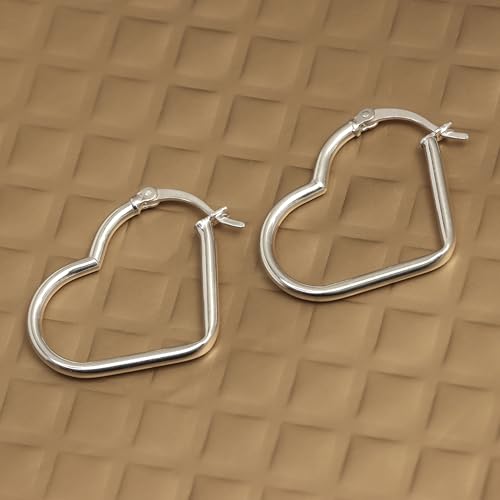 LeCalla 925 Sterling Silver Heart Hoop Earrings for Women | Love Theme Heart Shaped Hoop Earring | Womens Italian Love Heart Earrings Hoops - color: Love Heart Hoop
