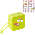 Soft Silicone Zipper Coin Purse Lovely Cartoon Hole Design Miniature Wallet Children's Storage Pouches Organizers For Kid with 25pcs DIY Charms (Grass Green) - color: Grass Green