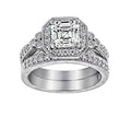 Amazon Essentials Platinum or Gold Plated Sterling Silver Antique Ring set with Asscher-Cut Infinite Elements Cubic Zirconia - color: White Zircon/Platinum, size: 8