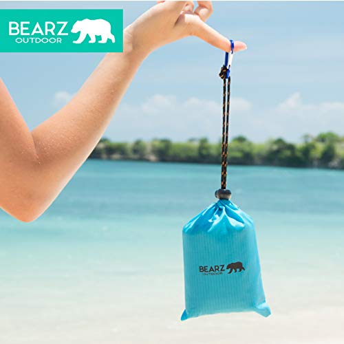 Pocket Blanket - Beach Blanket Waterproof Sandproof, Picnic Blankets Waterproof Foldable, Lightweight & Compact for Hiking, Camping, Travel, Festival Accessories - color: Aqua Blue