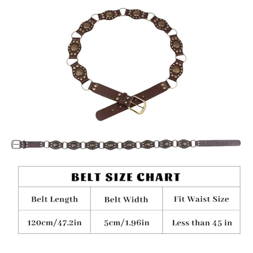 Western Belt for Women Boho Leather Belts Brown Vintage Waist Belt Cowgirl Belts for Dress
