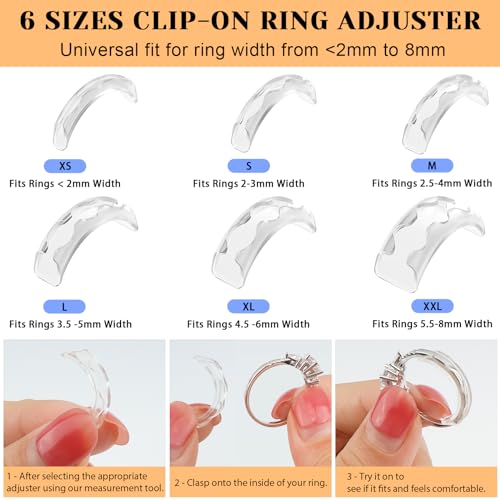 Haiou Ring Size Adjuster for Loose Rings - Clear Invisible Ring Guard, Spacer & Tightener | Sil. Resizer Extender - color: Transparent 12pcs