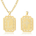 LETFLY Initial Necklaces for Women Men, 18K Gold Plated Letter Cross Pendant Necklace Alphabets A-Z Figaro Chain Jewelry Gifts - color: Square, style: Letter L