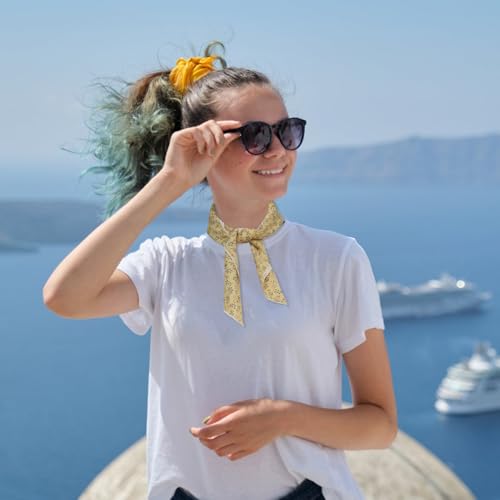 Bandanas for Women Men 21"x21" Floral Headband Scarf Versatile Hair Bandana Square Head Scarf - color: Light Yellow