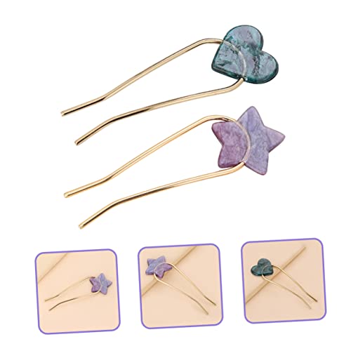 Mikinona 2Pcs Star Heart Hair Sticks for Women Stylish Hair Forks with Unique Design Smooth Surface for Gentle Grip for All Hair for Elegant Hairstyles