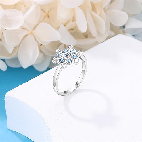 KUNSIR 925 Sterling Silver Rings Classic Cubic Zirconia Eternity Promise Statement Anniversary Wedding Bands Engagement Rings for Women Infinity Forever Love Ring Size 7-9 - style: Snowflake Ring