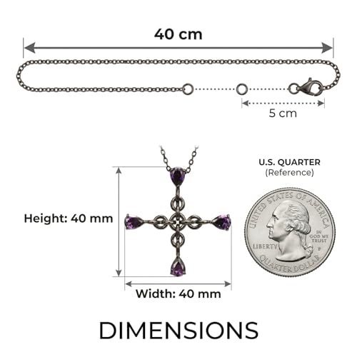 Graduate Necklace Gothic Black Cross for Men Women, Purple Teardrop Cubic Zirconia Pendant, Class of 2026 Graduation Gifts, Vintage Y2K Dark Aesthetic Jewelry