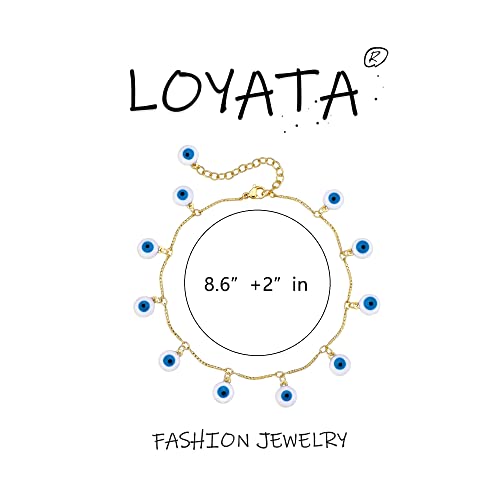 LOYATA Dainty Ankle Bracelet,14K Gold Plated Tiny Bead Anklet Dainty White Cubic Zirconia Cross Tassel Foot Chain Cute Lucky Moon Evil Eye Foot Jewelry Boho Anklets for Women - color: Tassel
