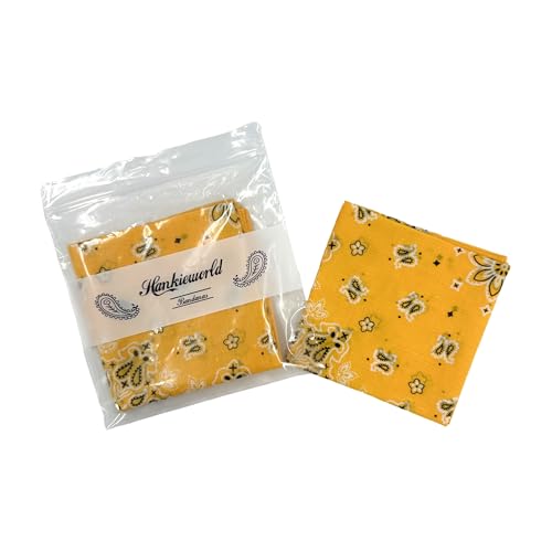 Single Pack Bandanas 60s Premium Cotton Soft Thin Handfeel Large Handkerchief for Men and Women - color: Golden
