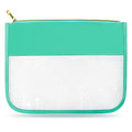 LOKFAR Nylon Makeup Bag DIY Chenille Letter Clear Travel Zipper Pouch, Preppy Makeup Bag Clear Cosmetic Bag, Water-proof Makeup Travel Pouch Snack Bags for Women (Green) - color: Green