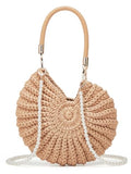 Jusavie Bohemia Crochet Handwoven Seashell Bag Women Summer Beach Bag Boho Evening Clutch Purses Shoulder Crossbody Bags 2026 - color: Khaki