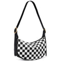 BOSTANTEN Purses for Women Crescent Crossbody Bag Vegan Leather Shoulder Hobo Handbag Adjustable Strap - color: Small Black White