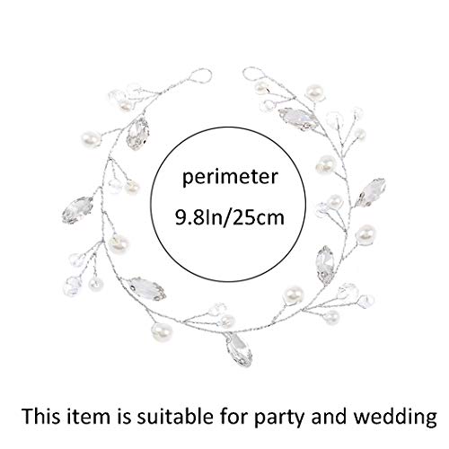 JAKAWIN Pearl Bride Wedding Hair Vine Silver Bridal Hair Accessories Rhinestone Hair Piece for Women HV192 (1 Silver) - color: 1 Silver