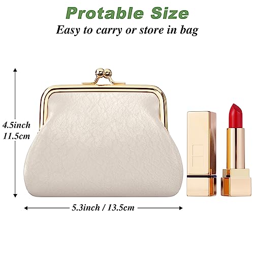 Coin Purse, Small PU Leather Change Purse, Coin Wallet with Clasp, Car Change Holder Pouch for Woman Men Kids Girls, Apricot - color: Apricot