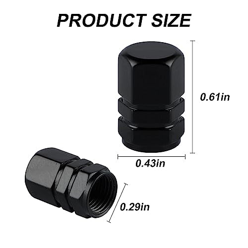 alpmosn Aluminum Tire Stem Valve Caps Wheel Valve Covers Car Dustproof Tire Cap Cover Accessories, Universal for SUV, Car, Bike and Motorcycle, Hexagon Shape (4PCS Black) - color: Black