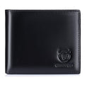 BULLCAPTAIN RFID Wallets for Men,Genuine Leather Wallet QB-05 (Black) | Slim,Bifold,Front Pocket Wallet, 2 ID Windows,11 Card Slots,RFID Blocking Technology,Gift Choice - color: Black