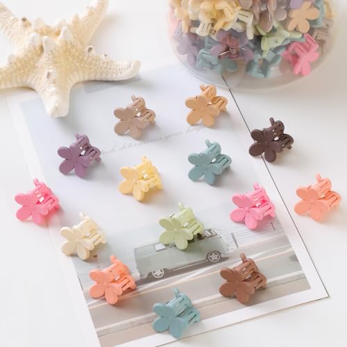 Mini Flower Hair Clips 100Pcs, Small Hair Clips Mini Claw Clips Cute Jaw Clips Hair Pins Hair Barrettes Hair Accessories for Women Girls Kids Teens - color: Colorful