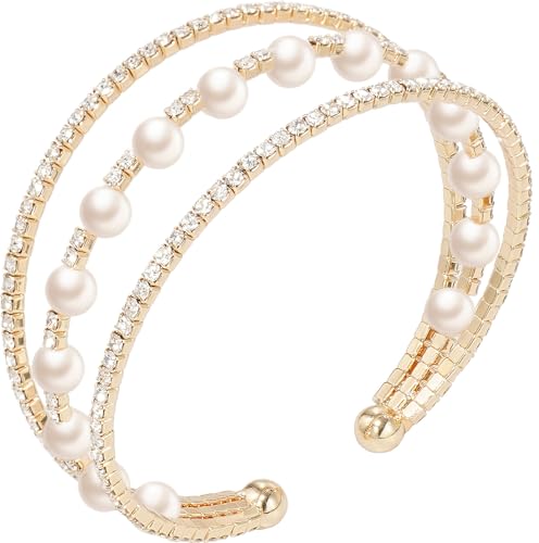 Suyi Rhinestone Bracelet Multilayer Gold Cuff Bracelet for Women Crystal Braidal Bracelets - color: Gold 7