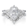 BERRICLE Sterling Silver CZ Halo Wedding Engagement Rings for Women, Oval Cut Cubic Zirconia, 1-3 Piece Sets, Pink/Blue/Clear - style: 2 Piece Set, Clear