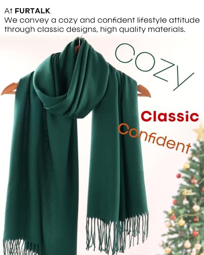 FURTALK Pashmina Shawl Wraps for Women Evening Dresses Blanket Scarves Fashion Scarf Wedding Gifts - color: 19-green