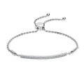 LeCalla 925 Sterling Silver Sliding Bolo Bracelet | Lightweigh Adjustable Chain Bracelets for Women | Valentine's Day Gift Friendship Sister Mom - color: CZ ID Bar Linear