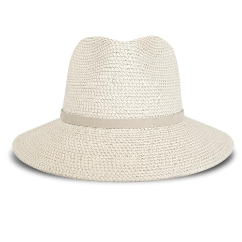 Lucky Brand Straw Hat | Travel | Vacation | Sun Protection | Lightweight | Breathable | Summer | Beach | Straw - color: Leather Tie - Cream